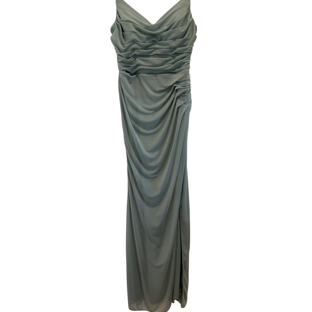 Azazie size 12 Sage‎ Green Gown Formal Ruched Romantic Flattering & Chic Flowing